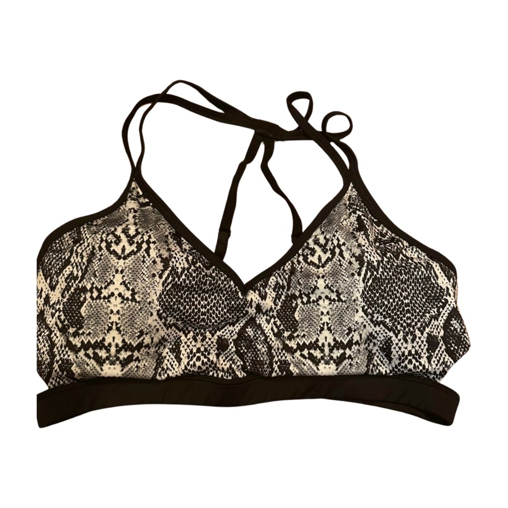 Marika Magic Snakeskin Print Strappy Sports Bra Black White
